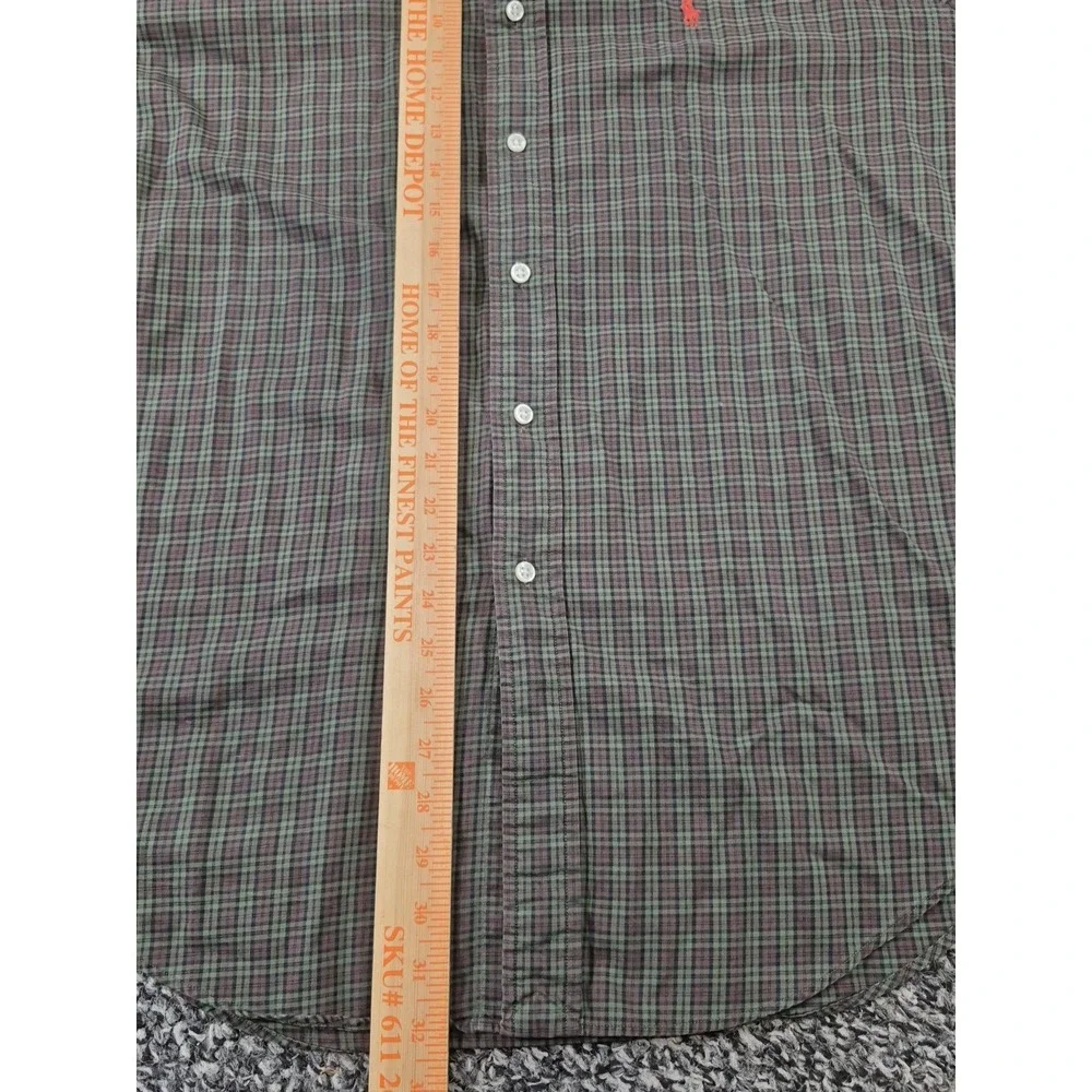 Ralph Lauren Polo Men's Medium Classic Fit Green Plaid Long Sleeve Button Down‎